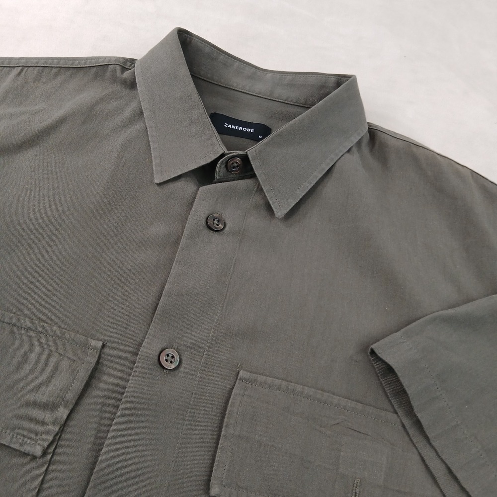 Zanerobe Medium Mens Shirt Utility Military 22x29 Canvas‎ Olive Drab Has Defect